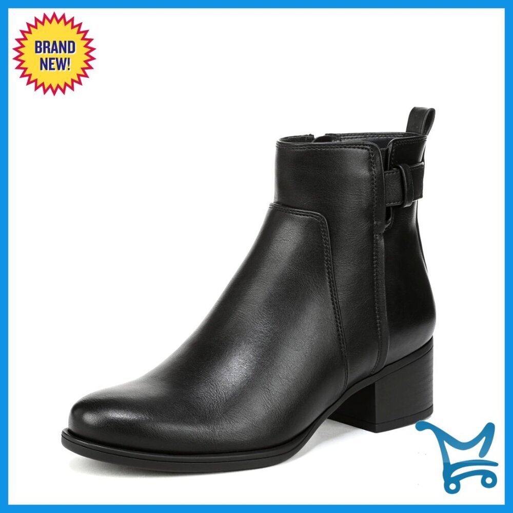 Ankle Boots with Side Zip, 2 Inch Block Heel, Contour Comfort Technology